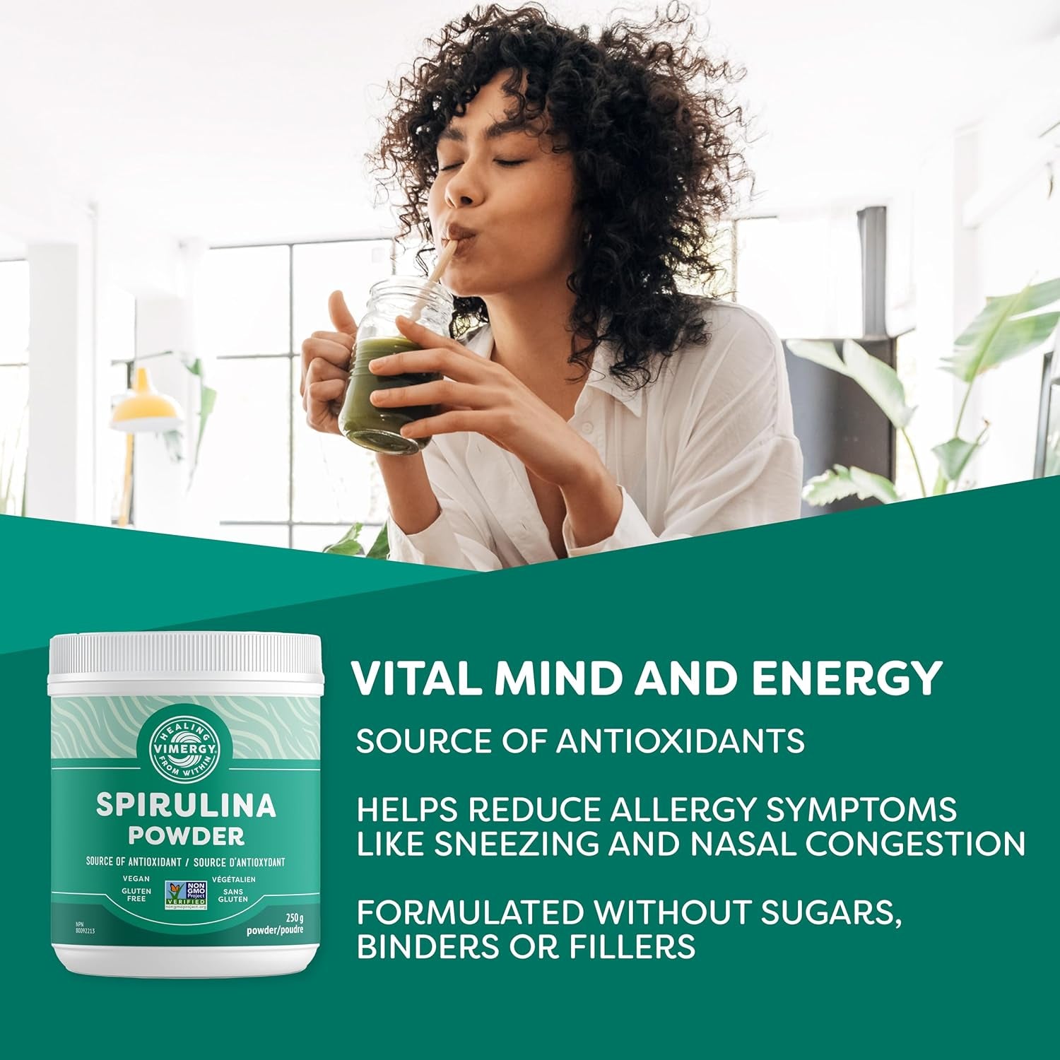 Spirulina Powder – Super Greens Powder - Helps Reduce Allergy Symptoms, Source of Antioxidants, Plant Protein – Vegan, Gluten-Free, 250G