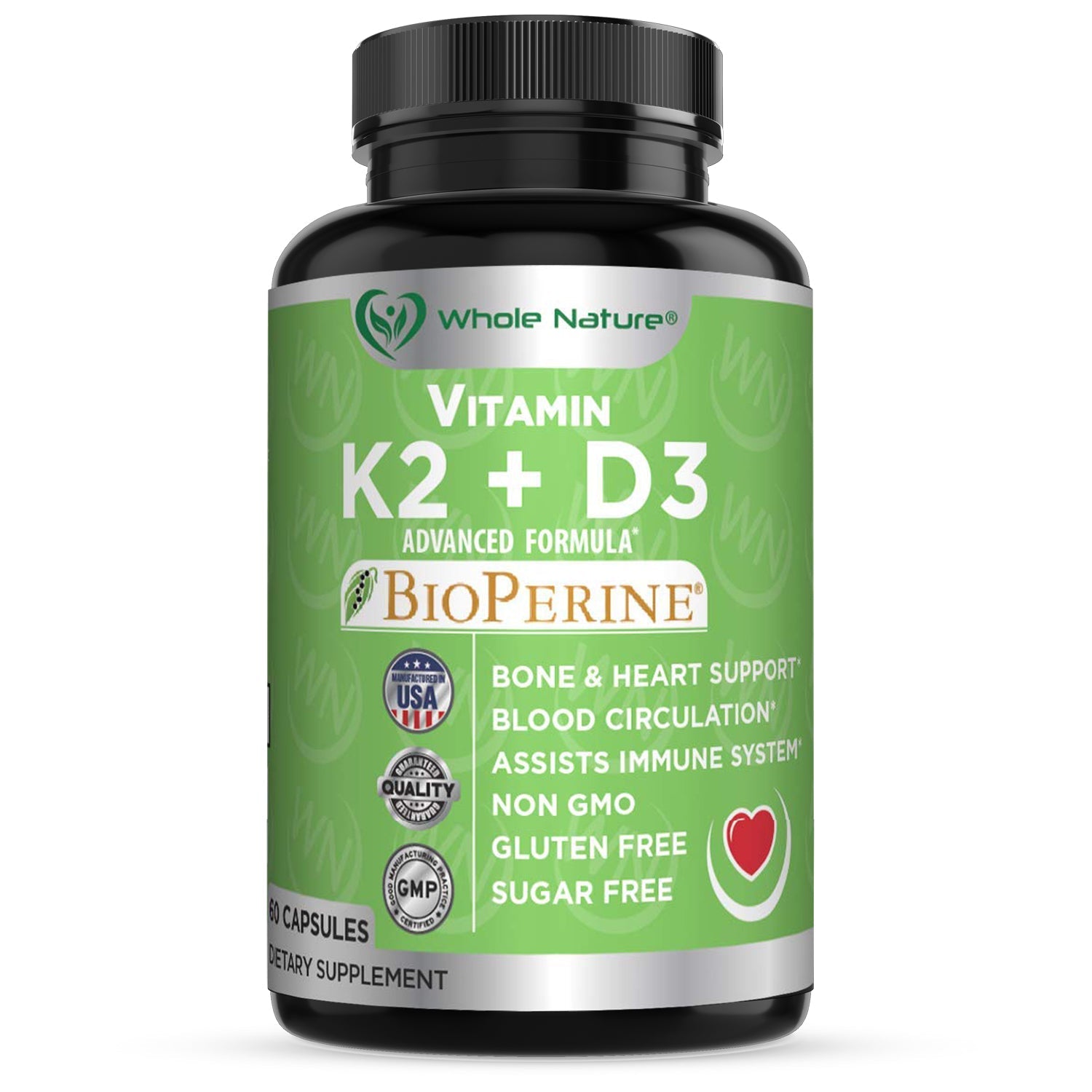 Whole Nature K2 (MK7)+D3 Plus Calcium
