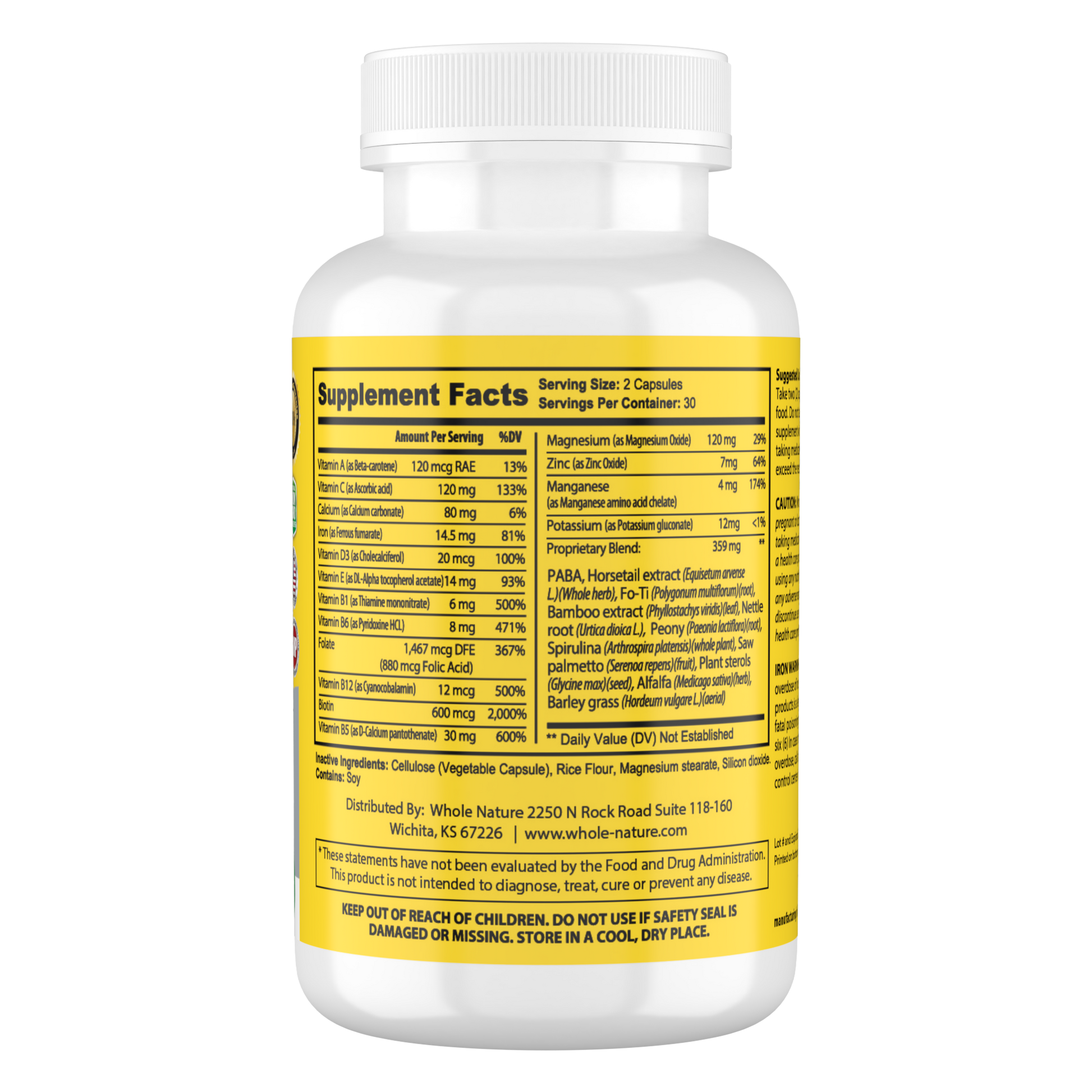 Whole Nature Hair Skin Nails Vitamins with MSM-3